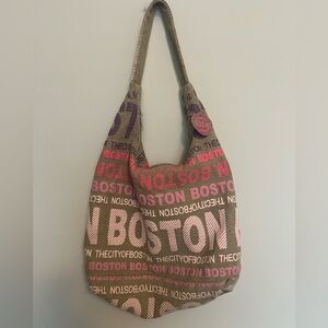Robin Ruth Pink and Tan Boston Hobo Bag 100% Cotton